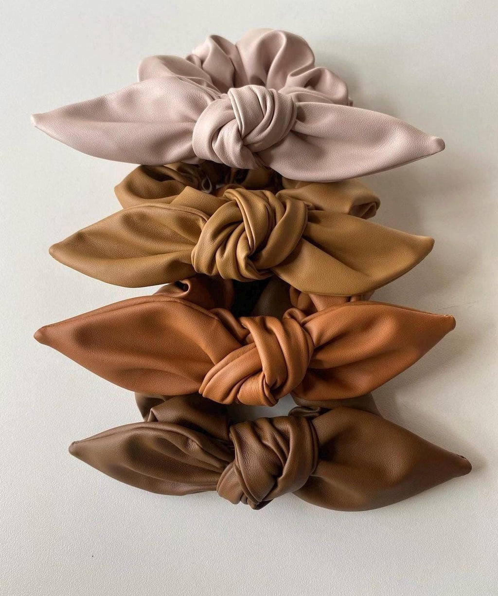 Faux Leather Bow Scrunchie, Girl Hair Accessories