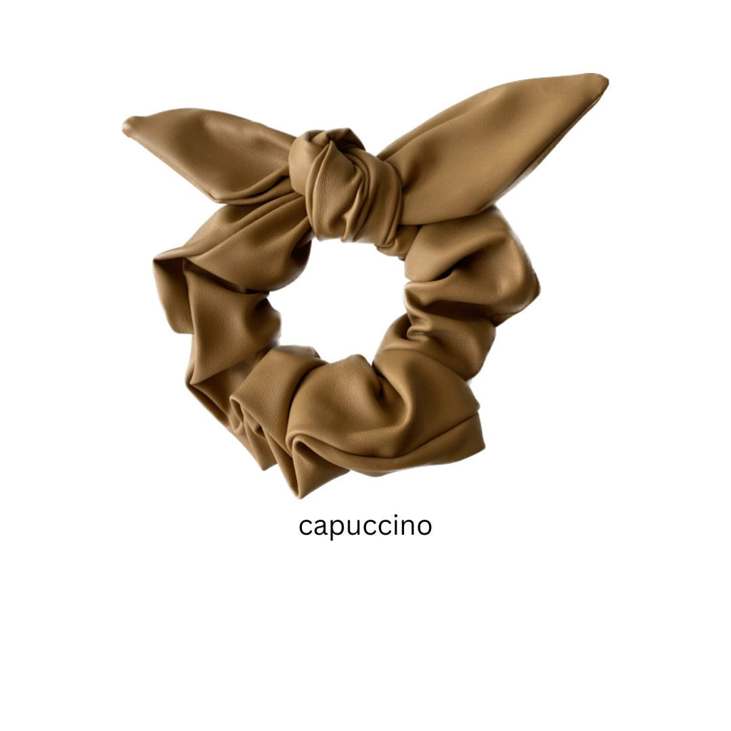 Faux Leather Bow Scrunchie, Girl Hair Accessories