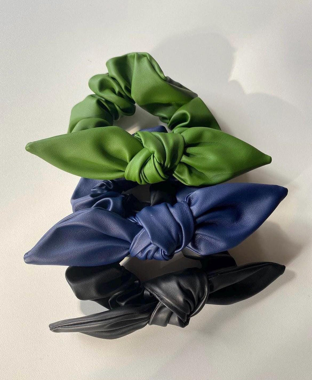 Faux Leather Bow Scrunchie, Girl Hair Accessories