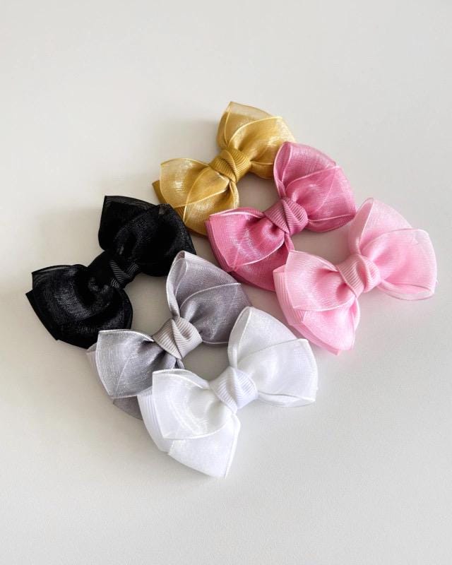 Medium Hair Bows, Alligator Clip, Spring Colors, Toddler Bows, Wisp, Girl Accessory
