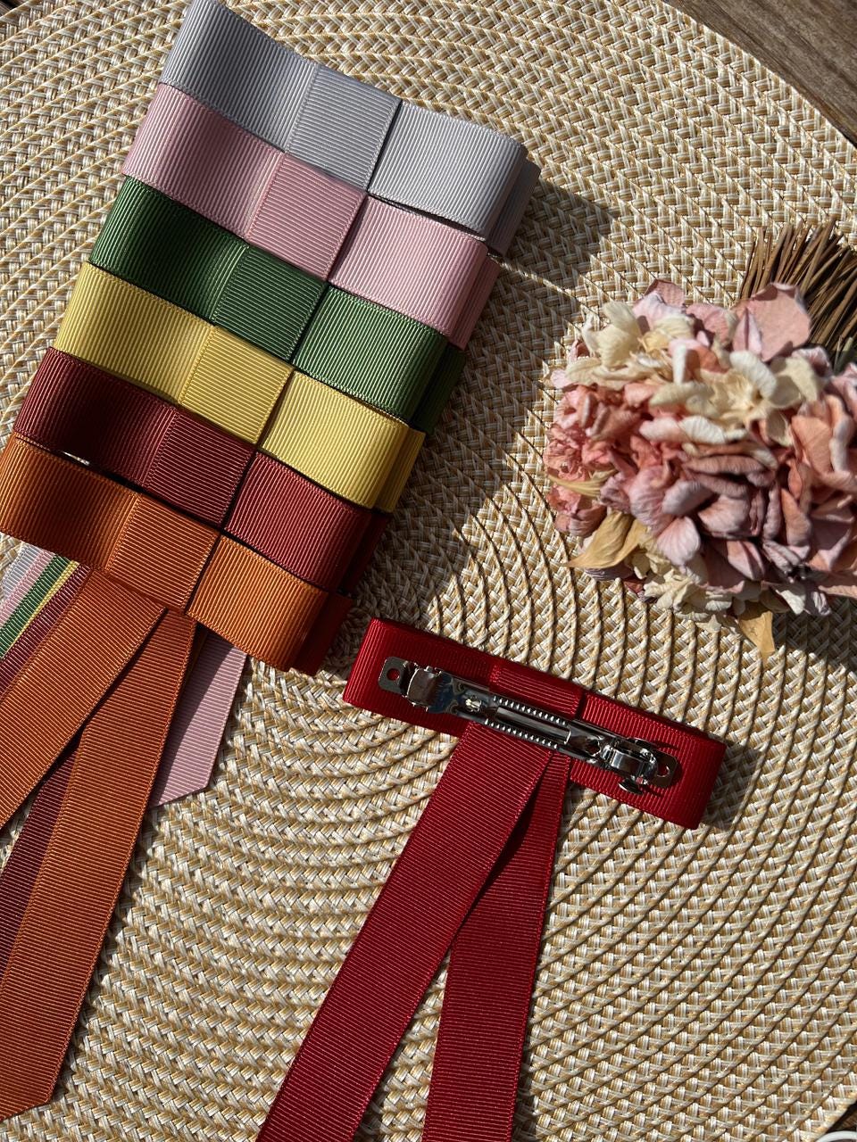 Handmade Grosgrain Ribbon Hair Bow Clip – Elegant Multicolor Hair Accessory for Women & Girls