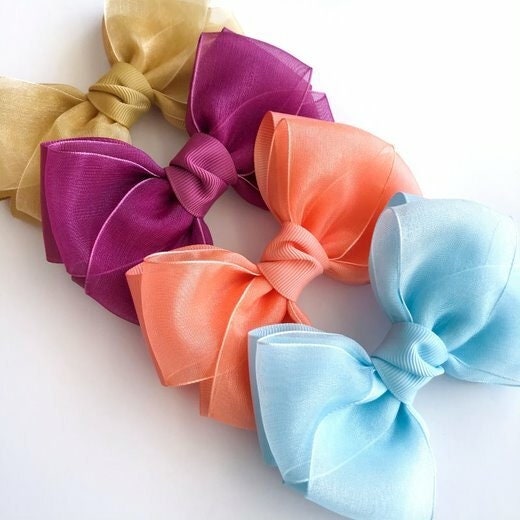 Medium Hair Bows, Alligator Clip, Spring Colors, Toddler Bows, Wisp, Girl Accessory