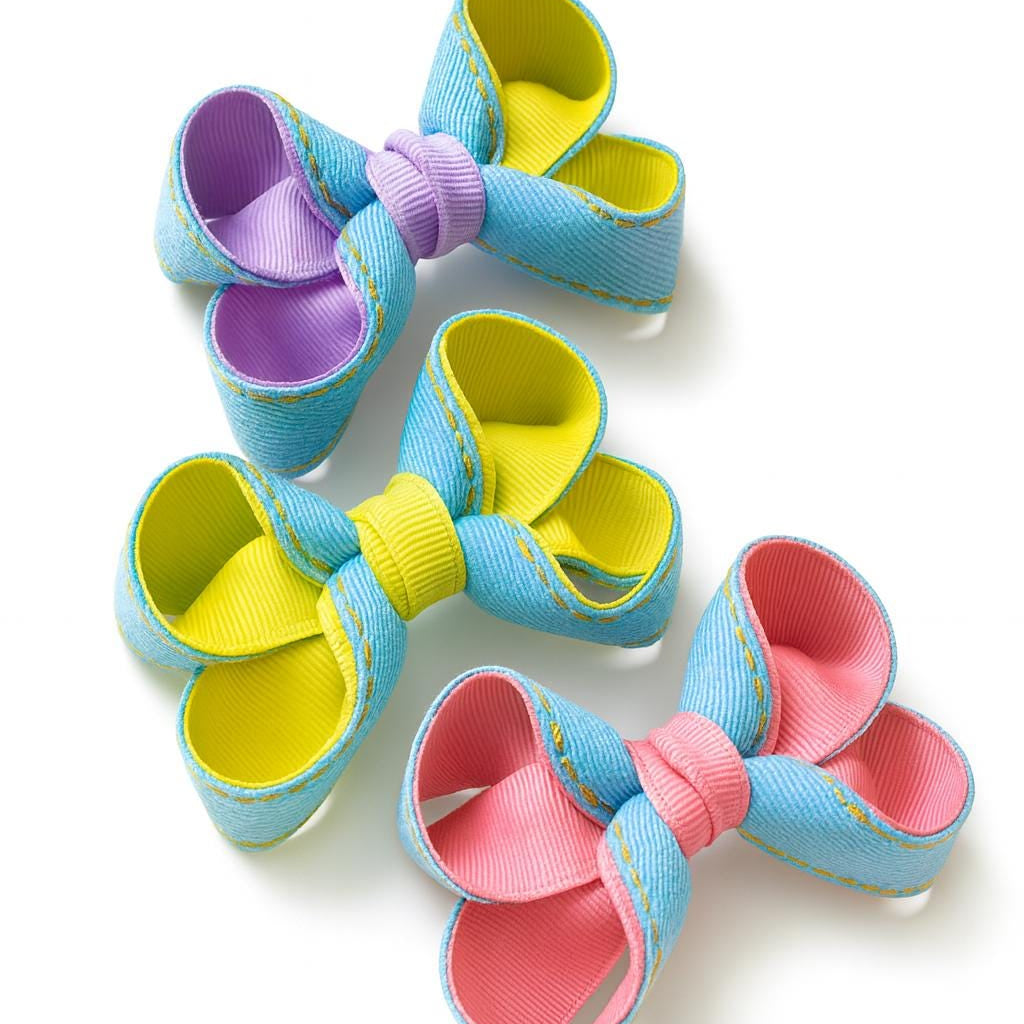 Colorful hair bows on a white background