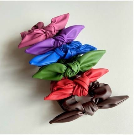 Faux Leather Bow Scrunchie, Girl Hair Accessories
