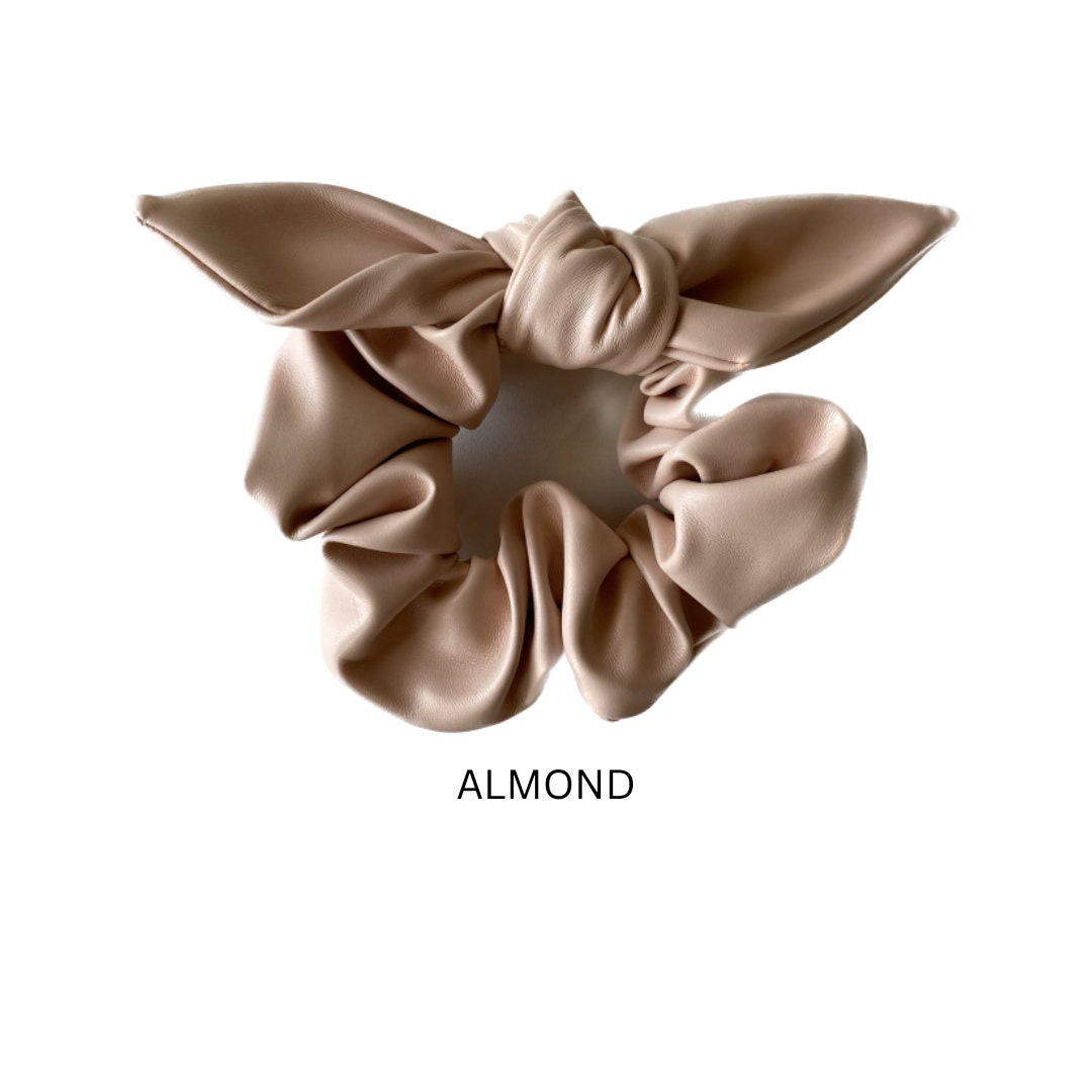 Faux Leather Bow Scrunchie, Girl Hair Accessories