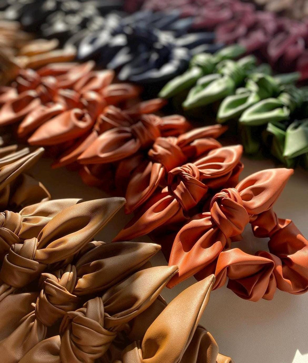 Faux Leather Bow Scrunchie, Girl Hair Accessories