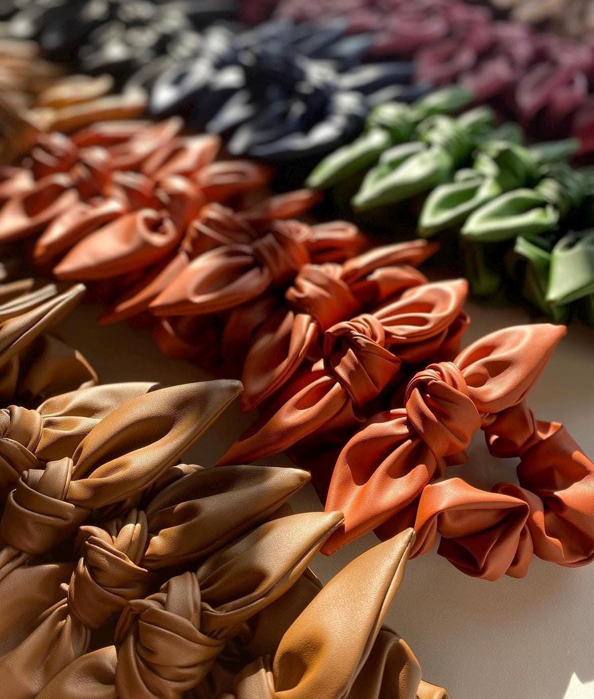 Faux Leather Bow Scrunchie, Girl Hair Accessories