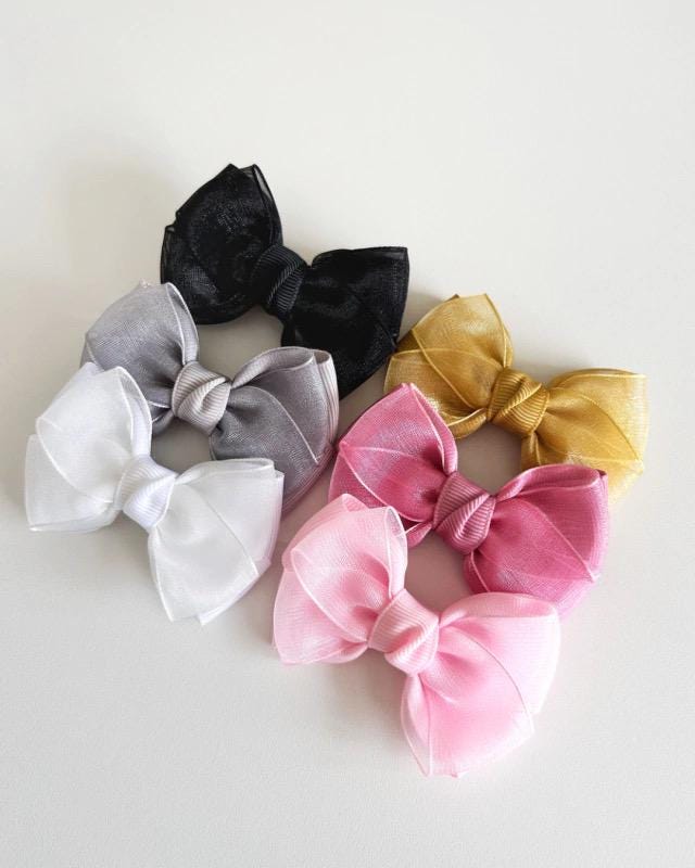 Medium Hair Bows, Alligator Clip, Spring Colors, Toddler Bows, Wisp, Girl Accessory