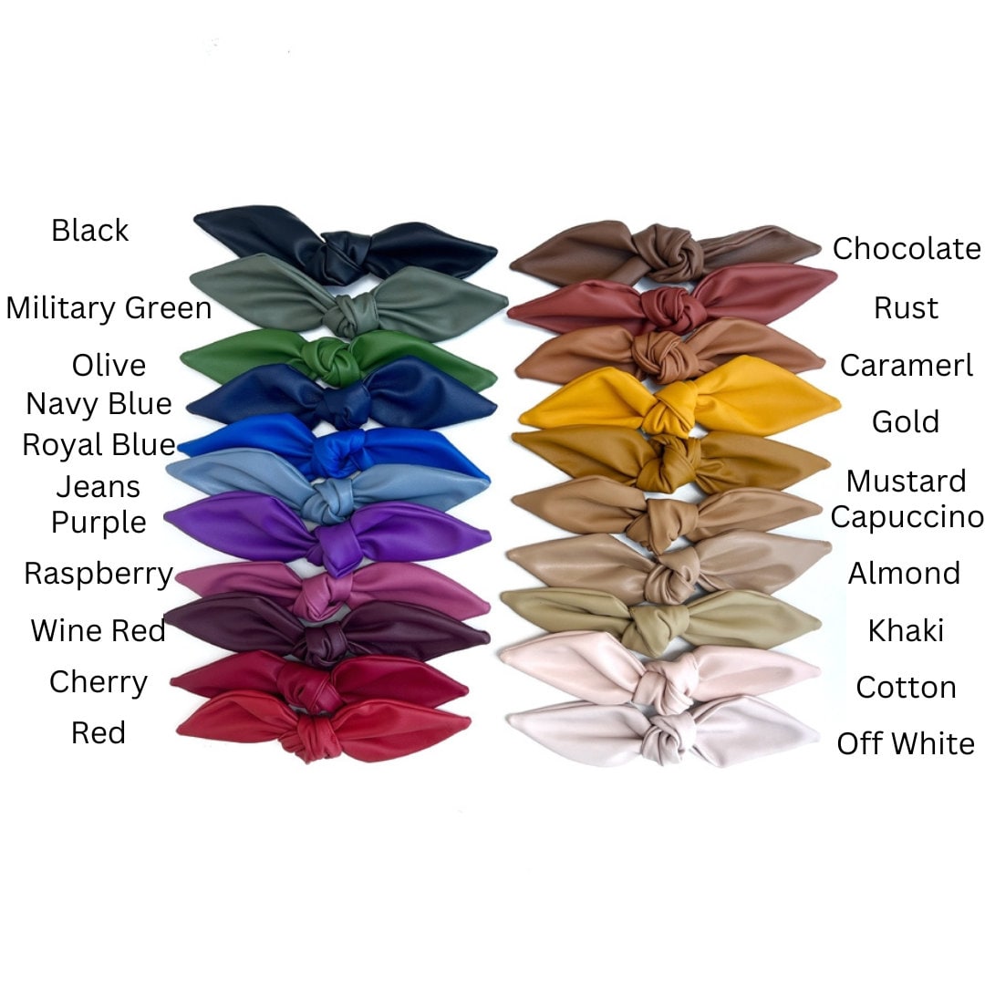 Stylish Leather Hair Bow Clip - Solid Color for Baby Girls Kids and Women