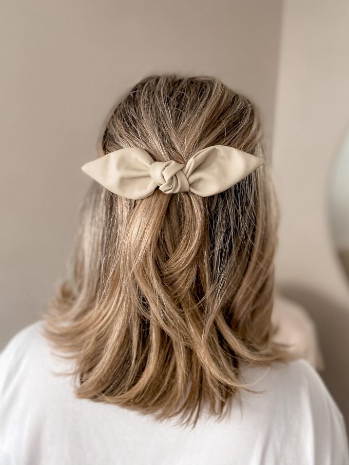 Stylish Leather Hair Bow Clip - Solid Color for Baby Girls Kids and Women