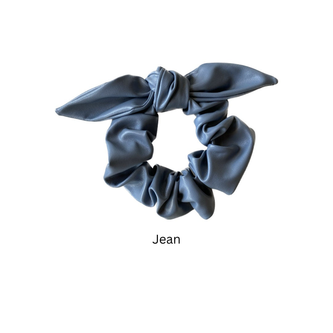 Faux Leather Bow Scrunchie, Girl Hair Accessories